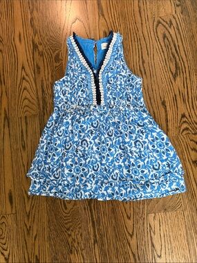 Vineyard Vines Blue and White Fringed Dress